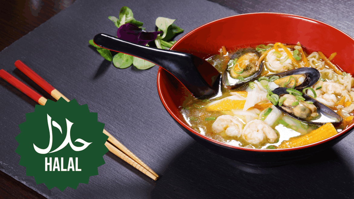 Halal Ramen in Tokyo: A Look at the Expanding Scene Halal ramen - picture of a bowl with ramen with the halal symbol next to it