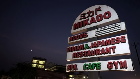 Sign boards of Indian and Japanese restaurants are installed on the Ahmedabad–Vithalapur highway in Vithalapur village, Gujarat, India, August 26, 2025.(REUTERS)