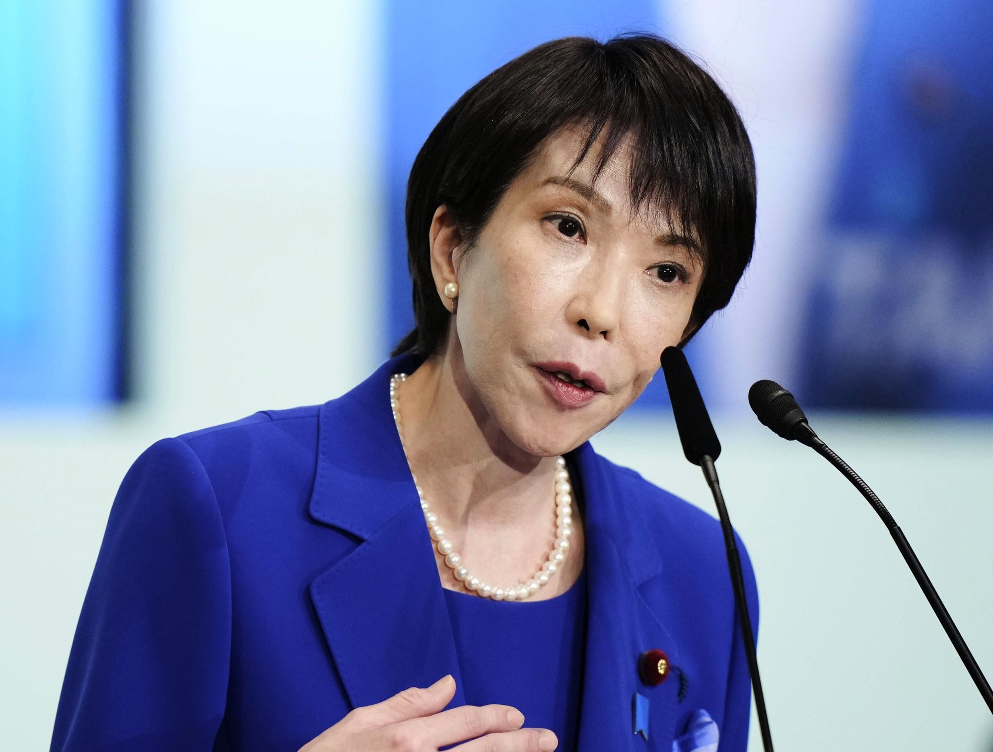 Former economic security minister Sanae Takaichi speaks during the Liberal Democratic Party's (LDP) leadership election in Tokyo, Japan, Saturday, 4 October 2025