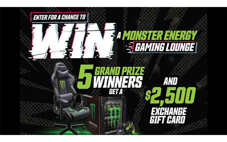 Monster Energy Gaming Lounge Sweepstakes flyer