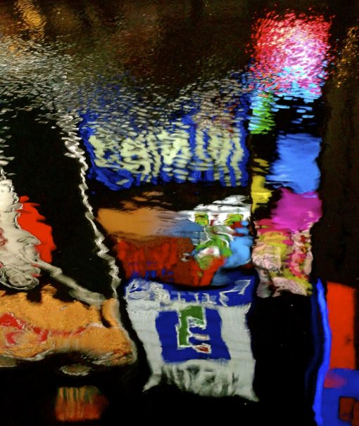 Neon reflections in the water in Osaka, Japan