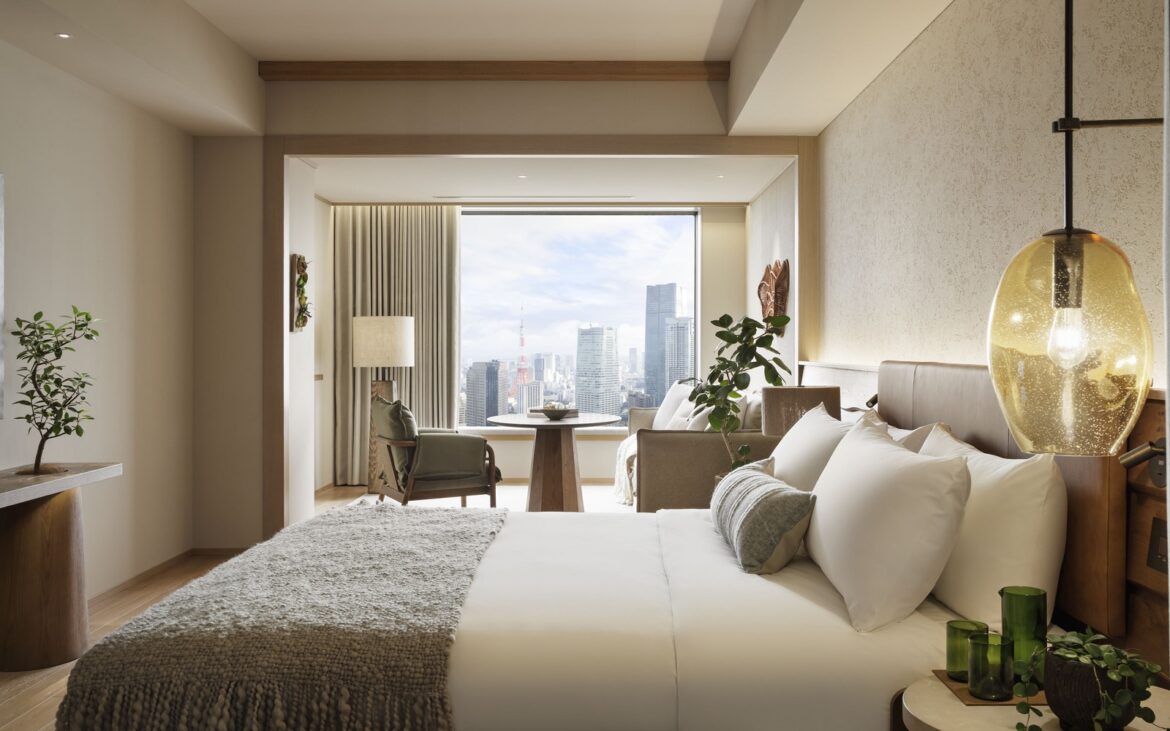 1 Hotel Tokyo – a new nature inspired urban icon • Hotel Designs guestroom with view over Tokyo 1 Hotel tokyo