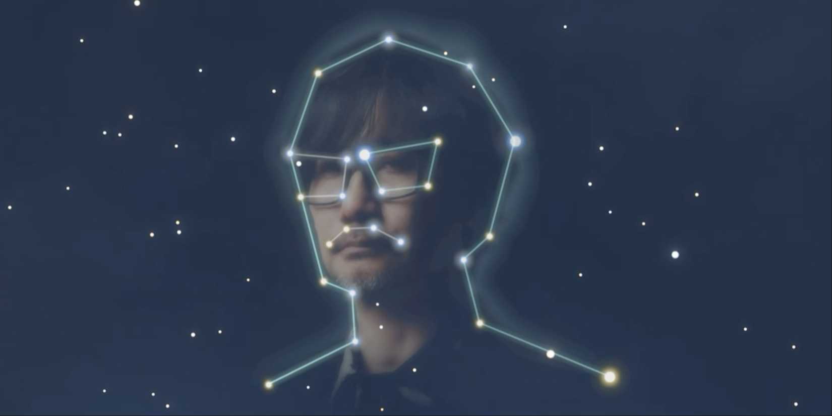 A close-up of Hideo Kojima as  a constellation in the night sky in Death Stranding 2 On the Beach.