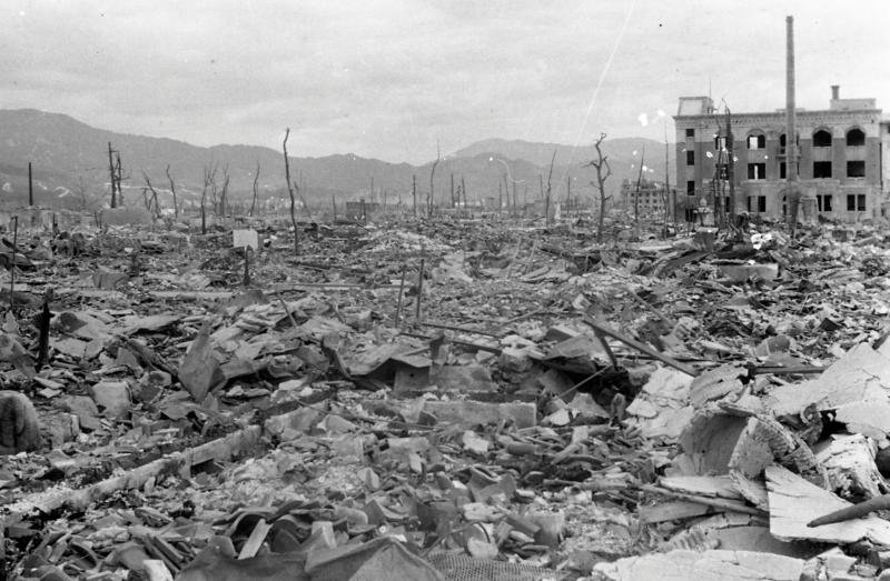 Destroyed houses and buildings are seen after the atomic bombing of Hiroshima, Japan, on Aug 6, 1945, in this handout photo taken by Shigeo Hayashi in October 1945 and released by the Hiroshima Peace Memorial Museum.