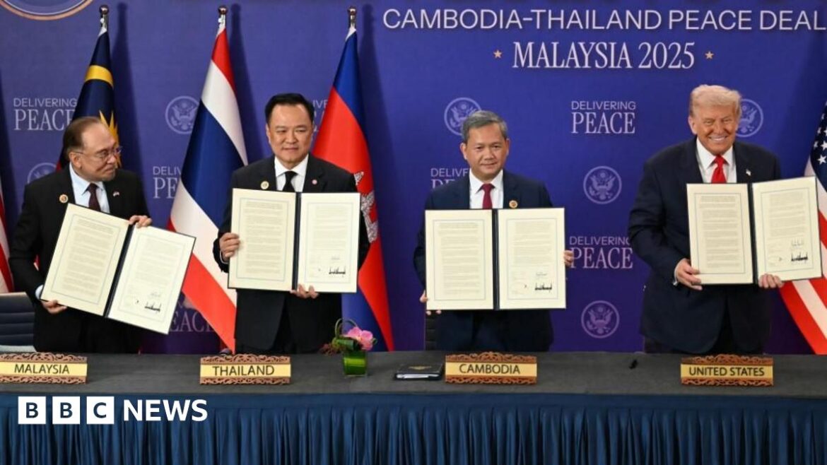 Trump oversees signing of ‘historic’ Thailand-Cambodia ‘peace deal’ – live updates Trump oversees signing of 'historic' Thailand-Cambodia 'peace deal' - live updates