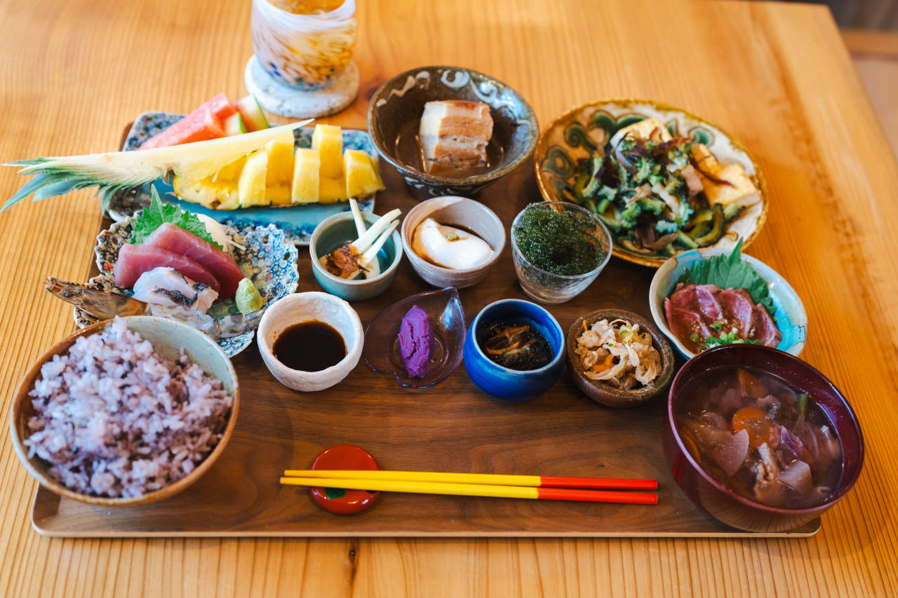 A breakfast spread at Tida Moon, which specializes in Okinawan cuisine as interpreted by a Tokyo chef. A breakfast spread at Tida Moon, which specializes in Okinawan cuisine as interpreted by a Tokyo chef.