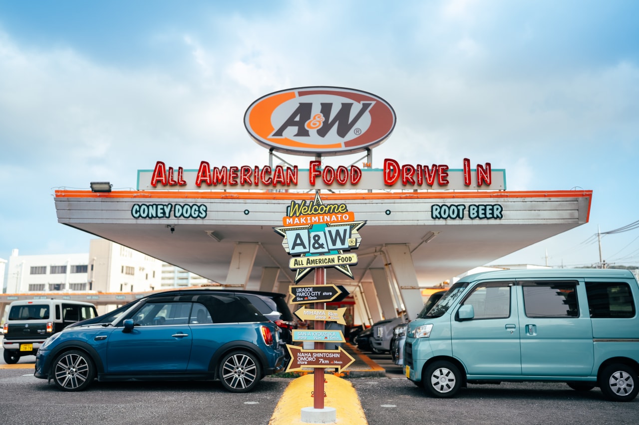 A&W Makiminato retains all its original drive-in infrastructure. A&W Makiminato retains all its original drive-in infrastructure.