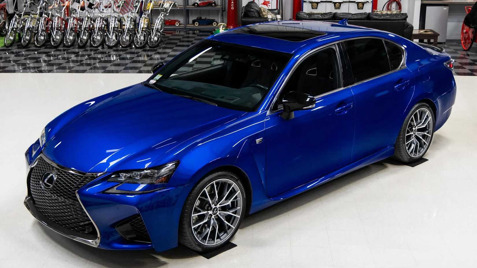 2020 Lexus GS F in blue parked in garage