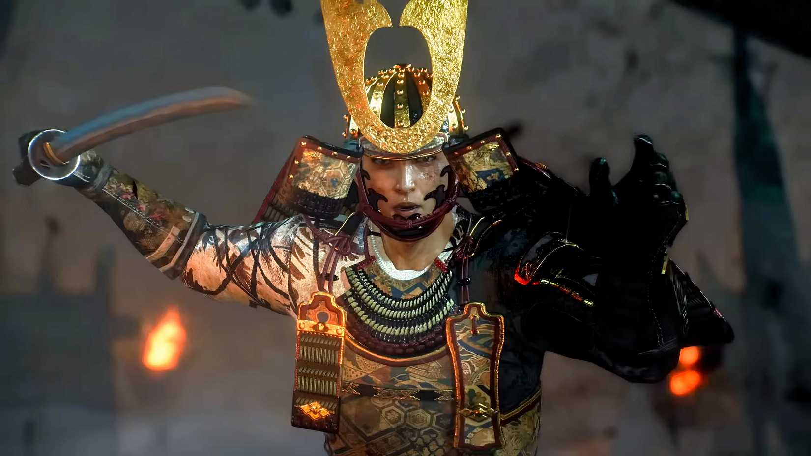 Nioh 3 protagonist wearing a kabuto holding a samurai sword.