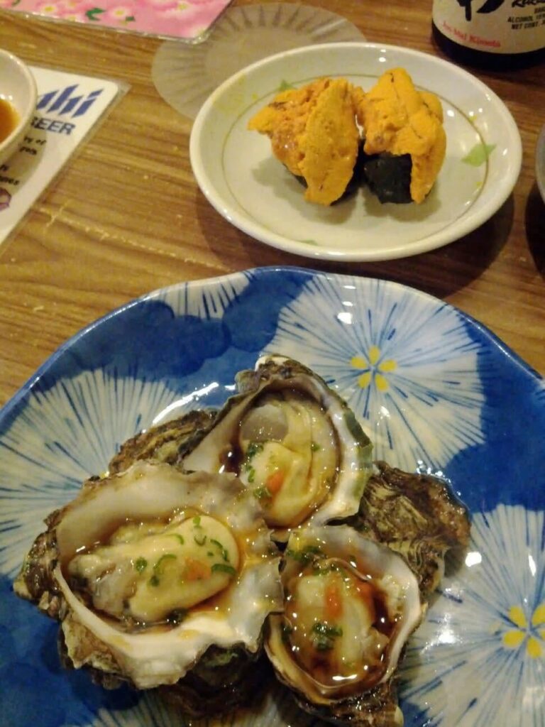 Sea urchin and oysters