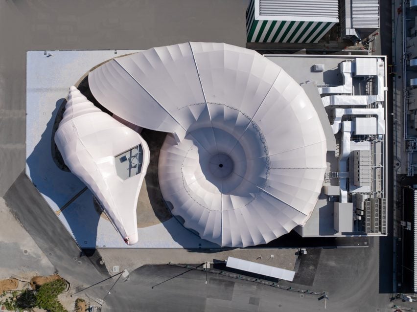 Above view of shell-shaped structure by The Design Labo