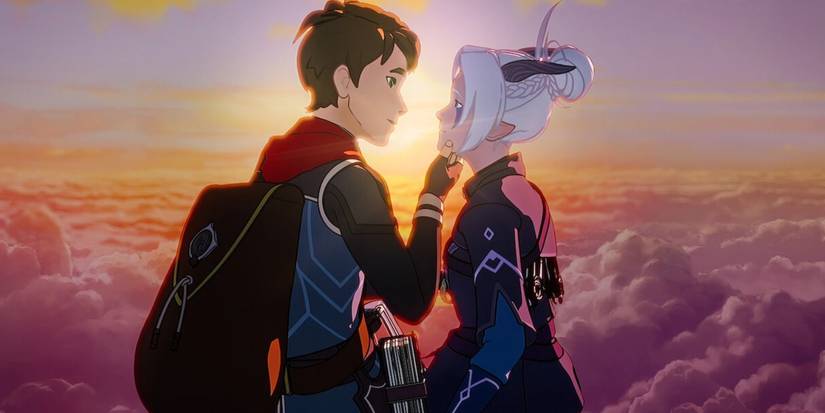 Callum and Rayla about to kiss in The Dragon Prince