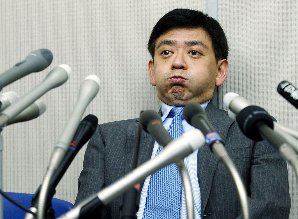 Yoshiaki Murakami: Japan’s original corporate raider Yoshiaki Murakami during a news conference in Tokyo, Japan on June 5, 2006