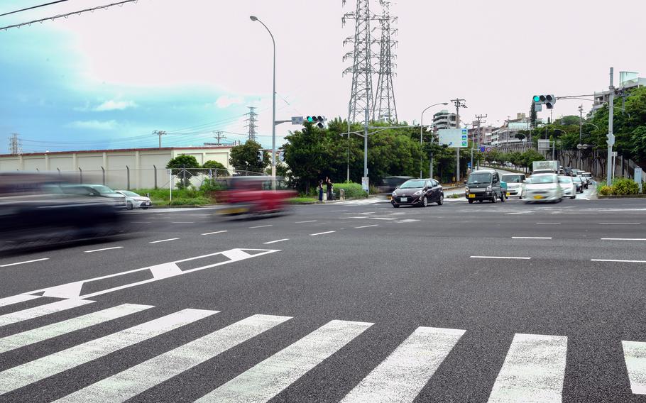 A busy intersection on Okinawa.