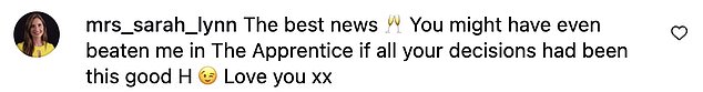 The couple were flooded with congratulatory messages from fans and friends, including some of their Apprentice 2017 co-stars