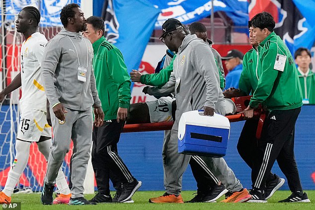 Ghana star Abu Francis suffered a horrific injury during his side's friendly against Japan