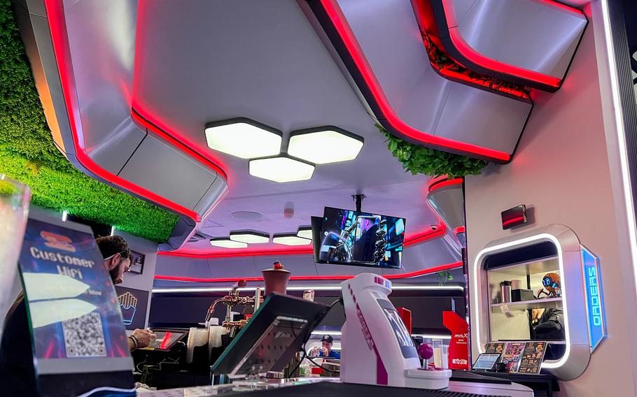 Inside Lifeform, a futuristic burger restaurant in Chatan, Okinawa, diners can imagine a trip through space.