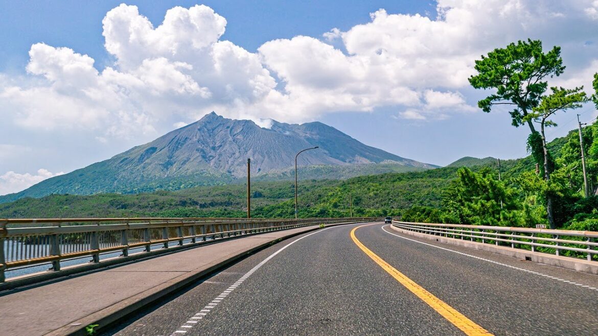 Kagoshima Scenic Drive 4K to Japan's Most Active Volcano | Tarumizu to Sakurajima & Kagoshima City