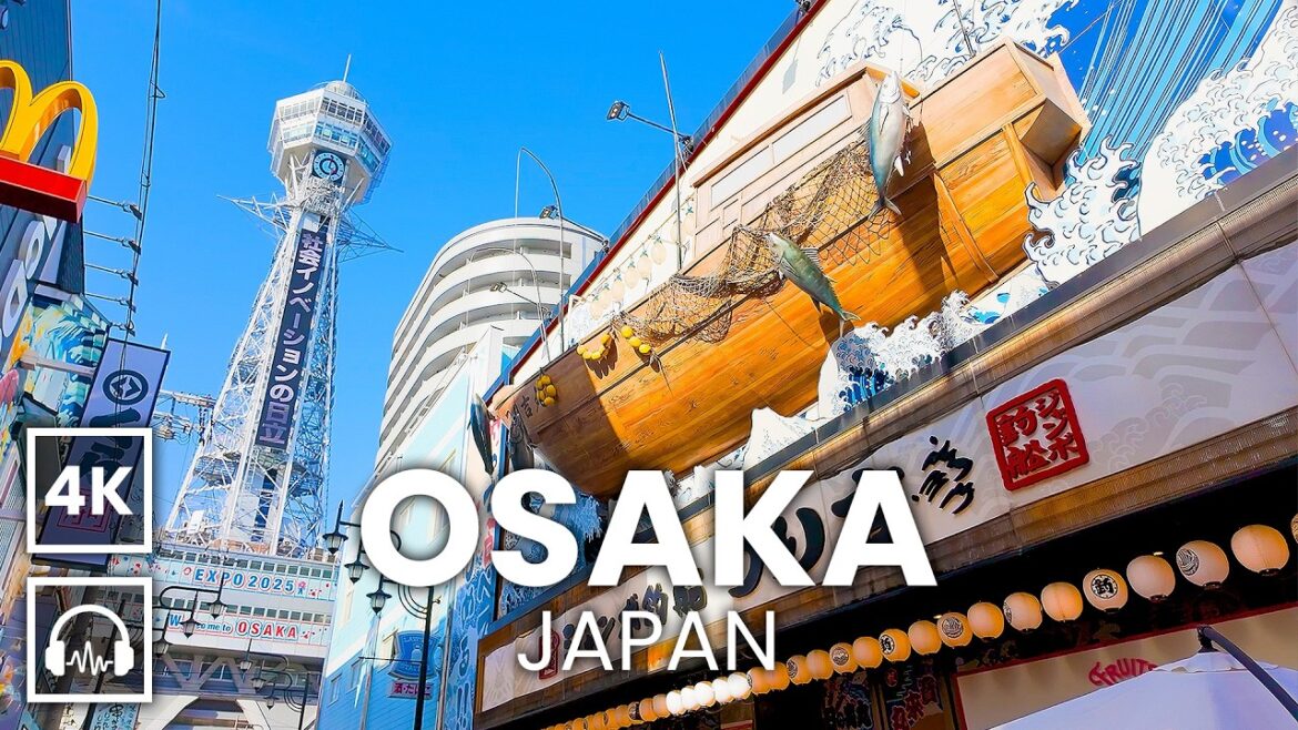 OSAKA 4K Walking Tour With Captions & Immersive Sound 🇯🇵 Walking From Tsutenkaku Tower To Dotonbori
