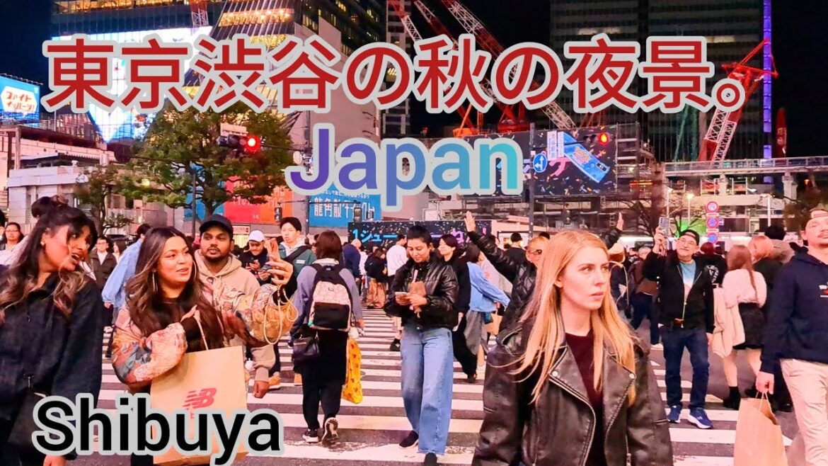 Shibuya Scramble Crossing Night Walk. Tokyo, Japan.