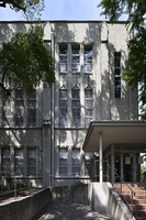 The old library section with many tall, narrow Gothic-style windows is seen on Kansai University's Senriyama Campus in Suita, Osaka Prefecture, Aug. 29, 2025. (Mainichi/Tsutomu Koseki)