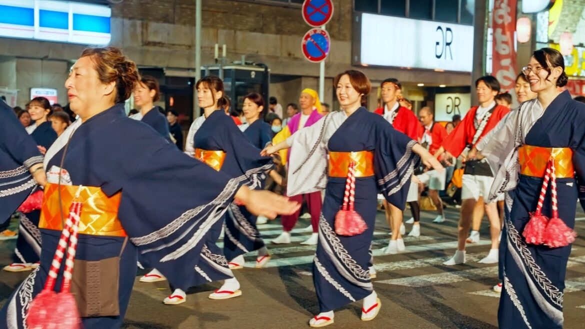 Ohara Festival 2025 (おはら祭 ). Biggest Festival in Kagoshima, Japan. Night Parade.