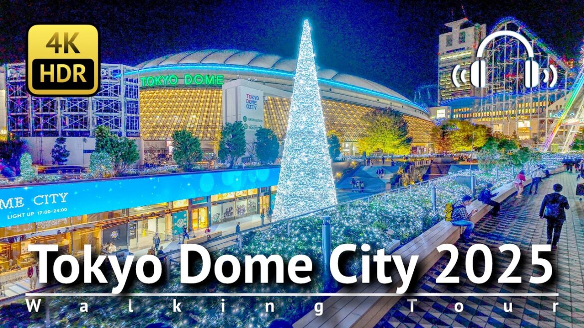 Tokyo Christmas Lights 2025: Tokyo Dome City Walking Tour [4K/HDR/Binaural]