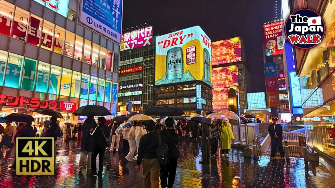 Dotonbori Osaka in the Rain | Relaxing Walk Through the Heart of Osaka | Walking Tour | 4K HDR