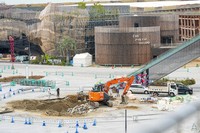 Demolition work is underway at the Expo 2025 Osaka, Kansai, venue in Osaka's Konohana Ward, as seen on Nov. 13, 2025. (Mainichi/Takashi Murata)           