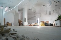 Demolition work is underway inside the Electric Power Pavilion, as seen in Osaka's Konohana Ward on Nov. 13, 2025. (Mainichi/Takashi Murata)