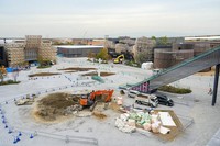 Demolition work is underway at the Expo 2025 Osaka, Kansai, venue in Osaka's Konohana Ward, as seen on Nov. 13, 2025. (Mainichi/Takashi Murata)