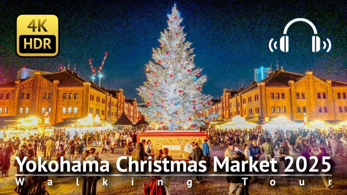 Yokohama Christmas Market 2025 Walking Tour [4K/HDR/Binaural]