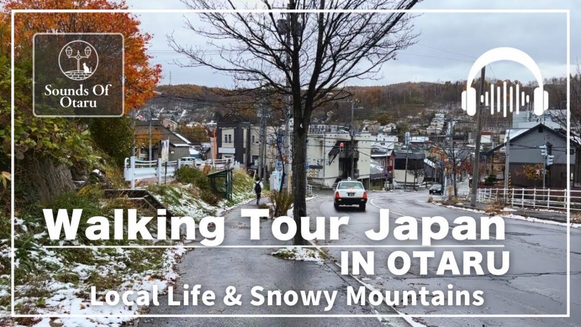 【 WALKING TOUR JAPAN  IN OTARU 】From Saiwai Kaikan to Naebo Park | Snow-Dusted Mountain Views