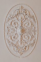 A decoration is seen on the ceiling of the main hall at the Kyoto Prefectural Government's main building in the city of Kyoto's Kamigyo Ward, Aug. 7, 2023. (Mainichi/Ai Kawahira)