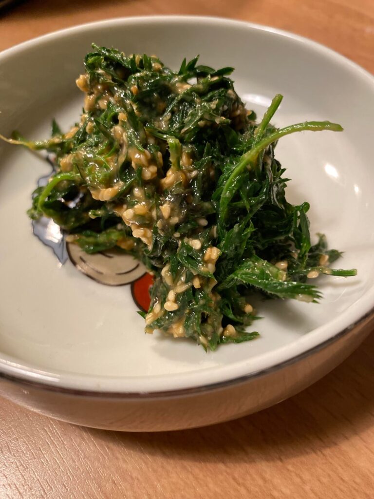 Edo Period Food: Carrot Leaves with Sesame Miso Sauce Edo Period Food: Carrot Leaves with Sesame Miso Sauce