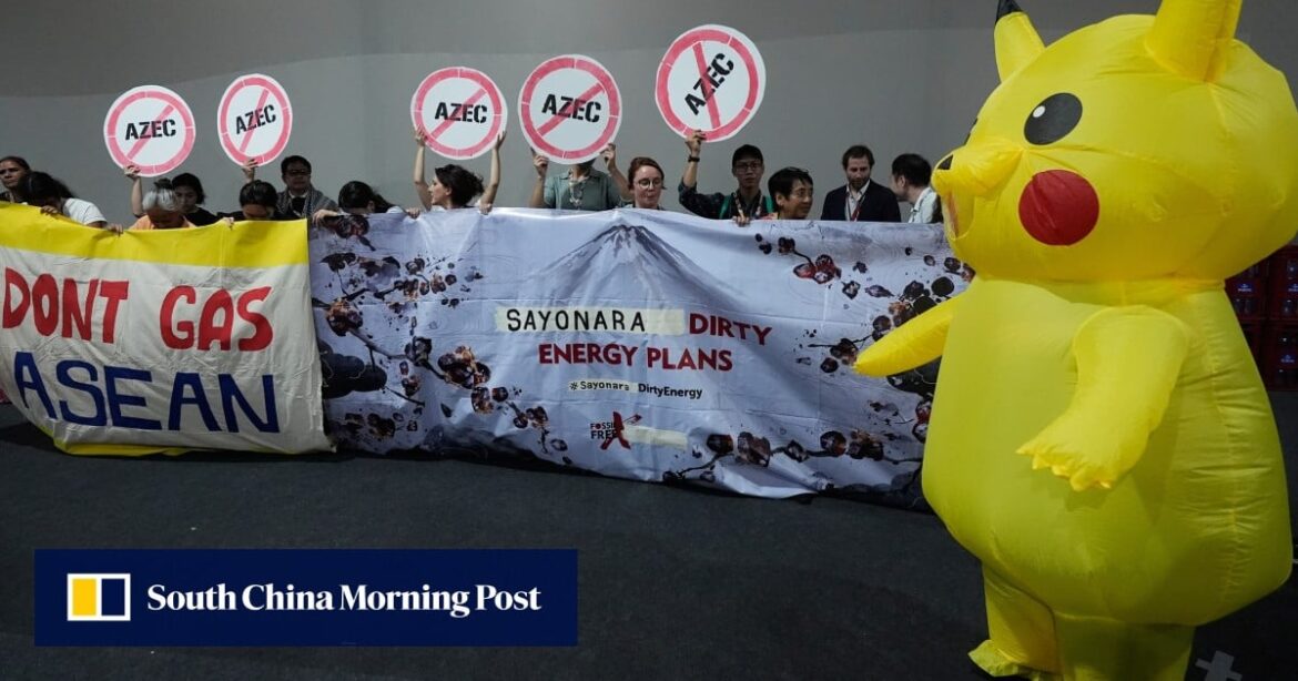 Japan’s fossil fuel activists tap on Pikachu to catch attention at Cop30 Japan’s fossil fuel activists tap on Pikachu to catch attention at Cop30