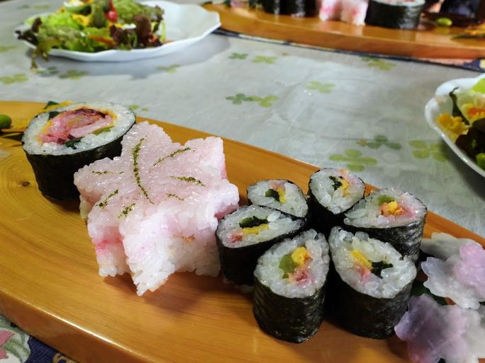 Artistically presented sushi in Mitake on a Walk Japan tour.