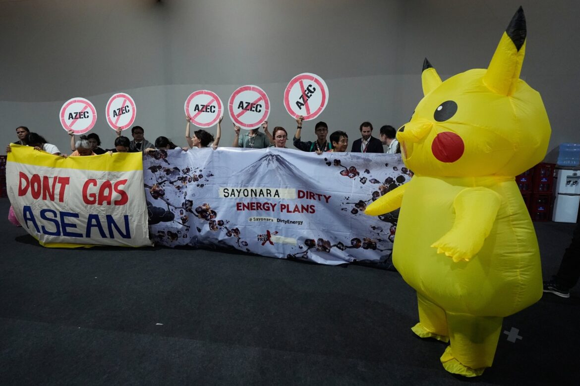 Protesters in Pikachu costumes demand Japan end fossil fuel financing at UN climate conference Protesters in Pikachu costumes demand Japan end fossil fuel financing at UN climate conference