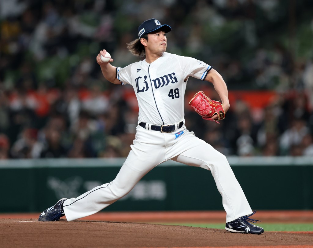 Tatsuya Imai of Saitama Seibu Lions throws against Orix Buffaloes at Belluna Dome on April 25, 2025 in Tokorozawa, Saitama, Japan.