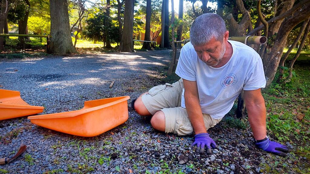 ניכוש עשבים מחוץ לדוגו. כמו עבודות רס״ר