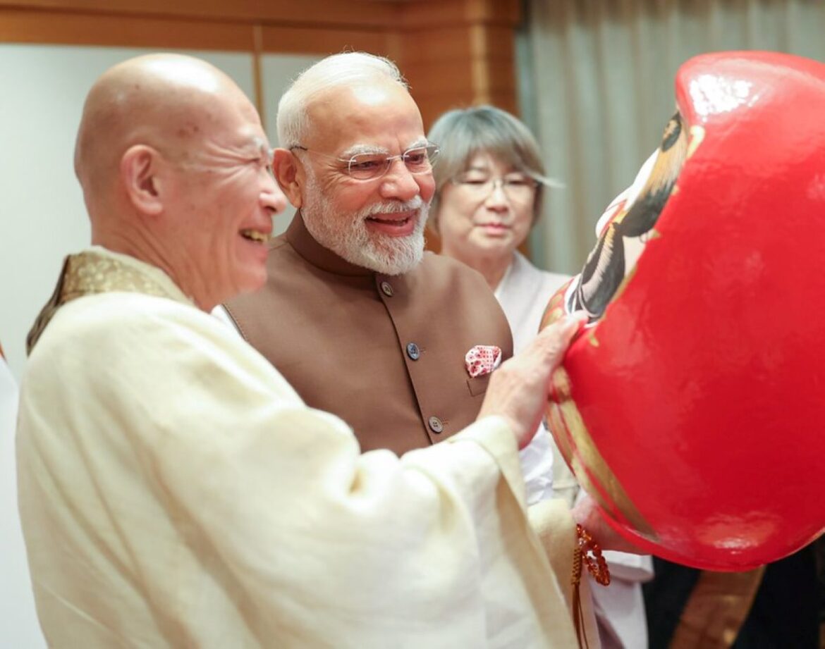Modi receives Daruma doll in Japan rs