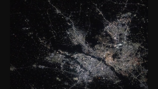 An Indian city captured from the International Space Station (ISS). (X/@Space_Station)