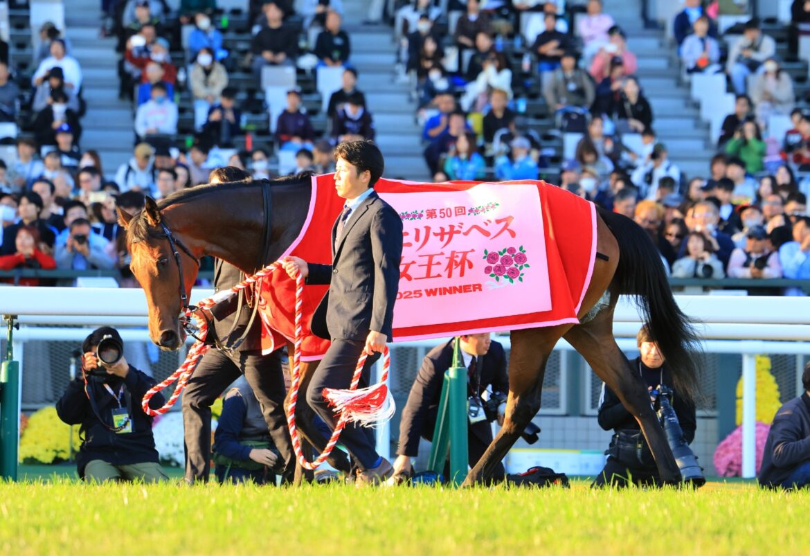 Regaleira after winning the Queen Elizabeth II Cup at Kyoto
