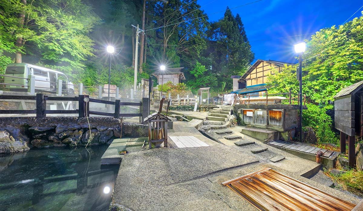 Nozawa Onsen, Japan historic hot springs baths at dawn. Pic: Getty Images