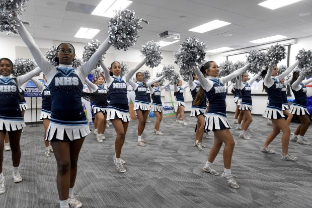 North High School cheerleaders take part in the city of...