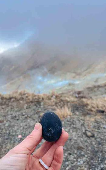 Black hard boiled egg at Owakudani
