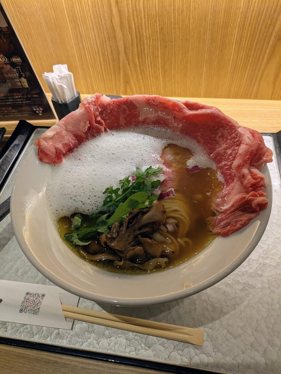 Wagyu & Mushroom ramen at｢Zagin｣ in 🇯🇵Osaka.