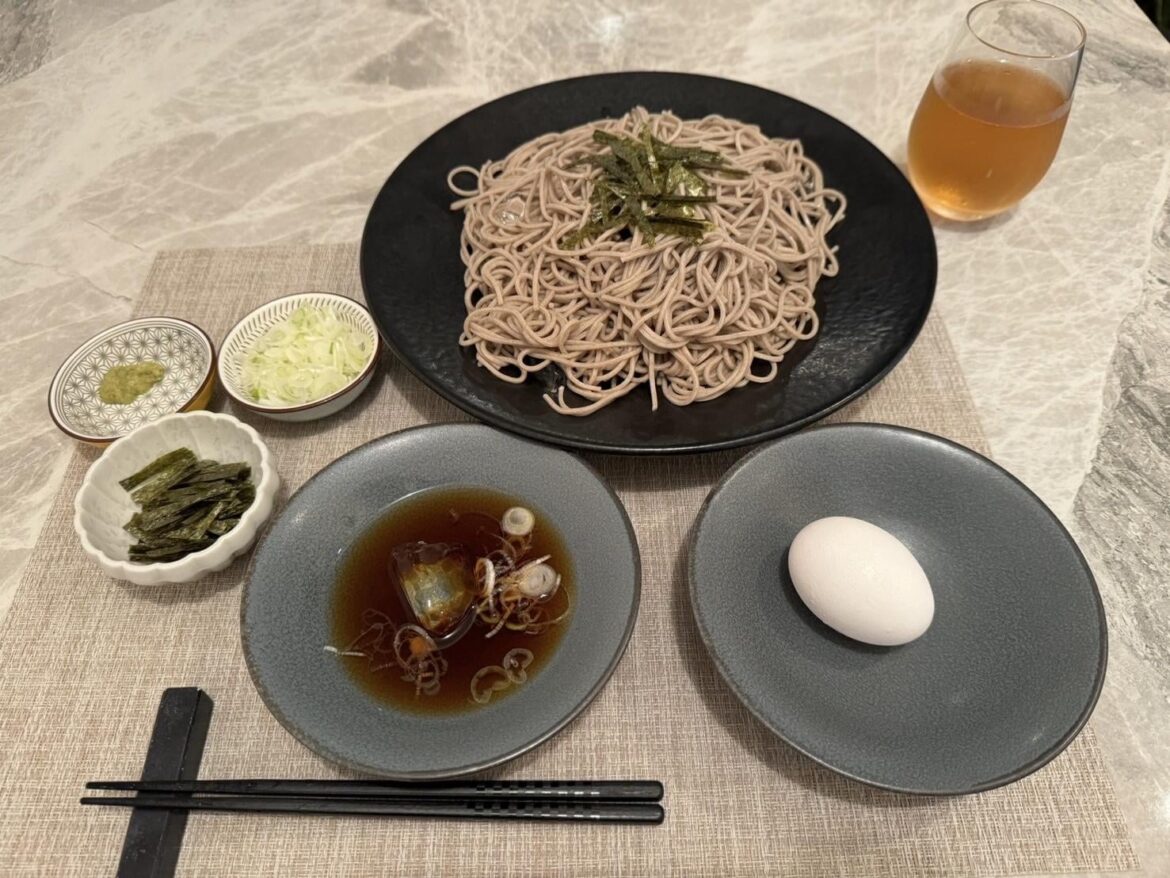 [homemade] Cold soba with egg & simple toppings