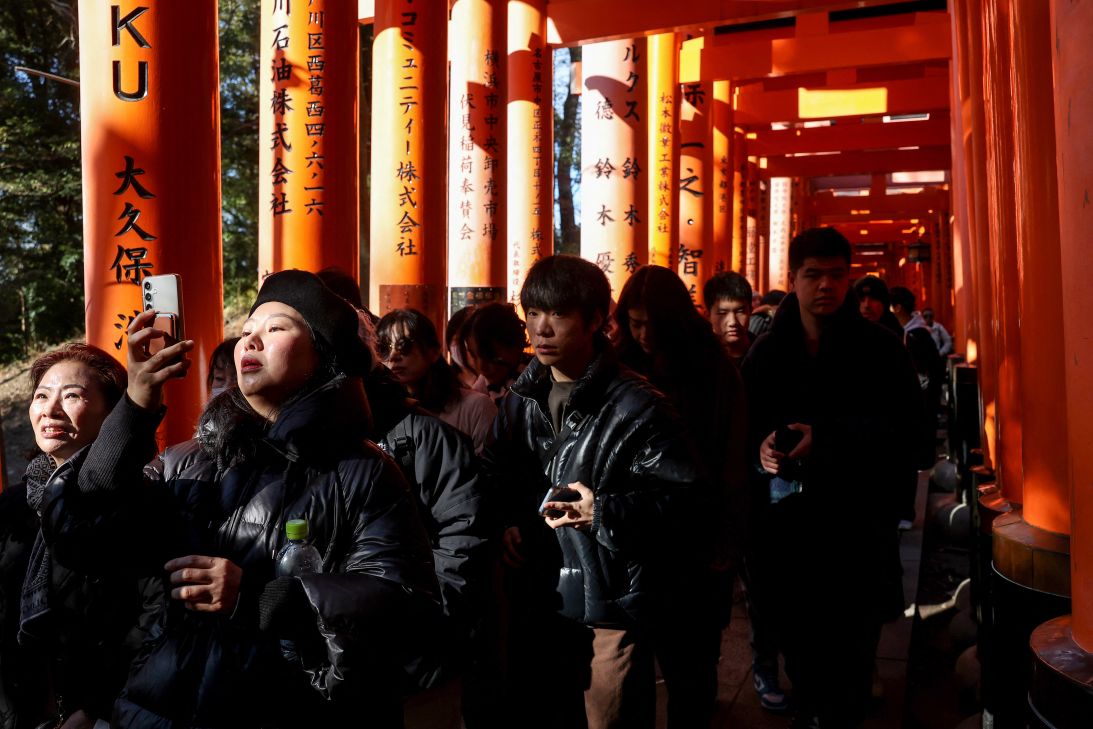 Kyoto's Fushimi Inari Shrine is busy with tourists year-round.