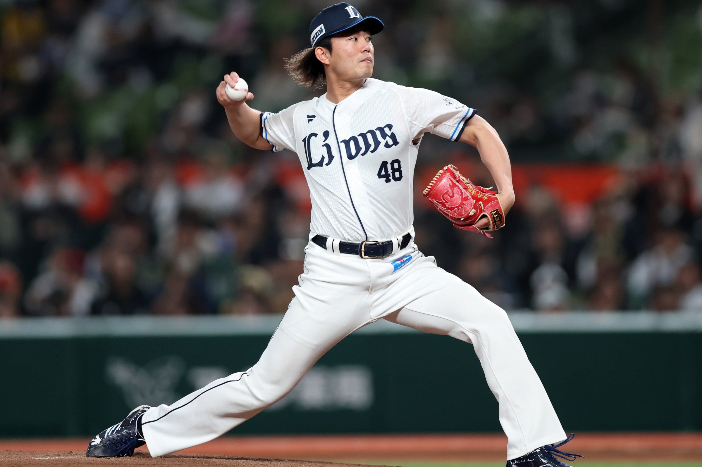 TOKOROZAWA, JAPAN - APRIL 25: Tatsuya Imai of Saitama Seibu Lions throws against Orix Buffaloes at Belluna Dome on April 25, 2025 in Tokorozawa, Saitama, Japan. (Photo by Sports Nippon/Getty Images)